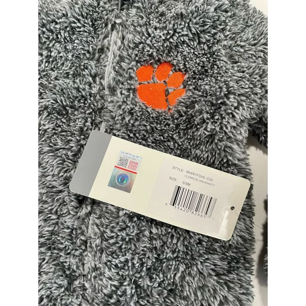 Outerstuff Clemson Tigers 6-9 mos Teddy Fleece‎ snowsuit Gray Unisex